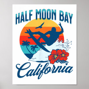 Poster Plage de Half Moon Y Californie Surf Vacances d'ét