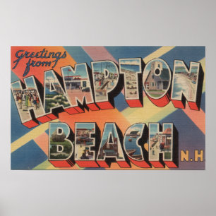 Poster Plage de Hampton, New Hampshire - grande lettre 2
