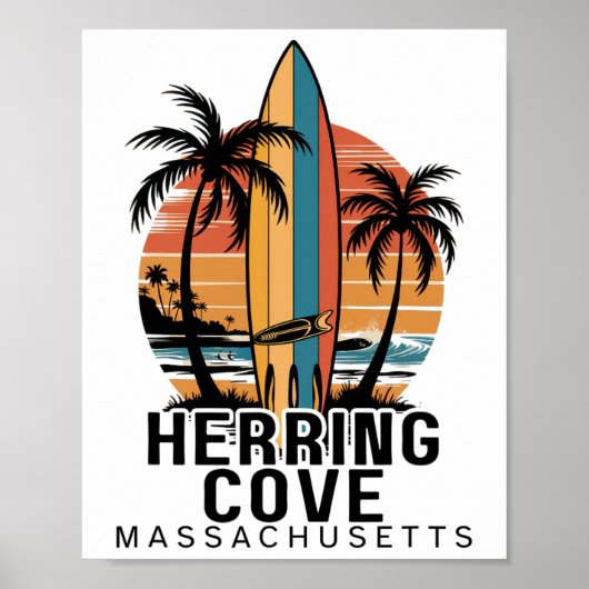 Poster Plage de Herring Cove Machusetts Surfant Surfeur _ (Devant)