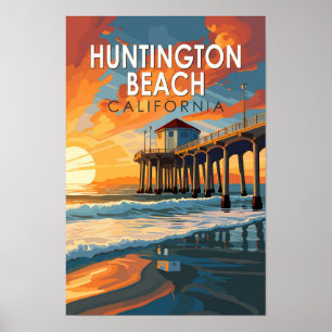 Poster Plage de Huntington Beach Californie Voyage Art Vi