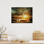 Poster Plage de la lune de sirène et océan (Cuisine)