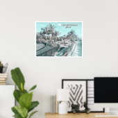 POSTER PLAGE DE LAKE WORACH - PALM BEACH FLORIDA (Bureau à domicile)