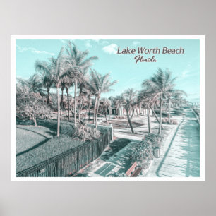 POSTER PLAGE DE LAKE WORACH - PALM BEACH FLORIDA