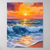 Poster Plage de l'heure dorée Coucher de soleil sur la cô (Devant)
