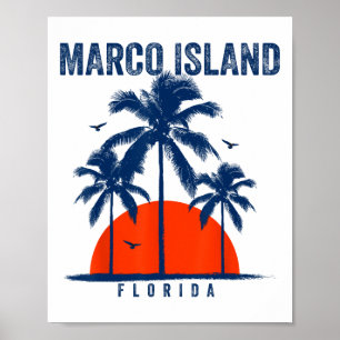 Poster Plage de l'île Marco Floride Océan Surf Planche de