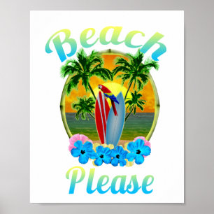 Poster Plage de l'île tropicale S'il vous plaît Coloré