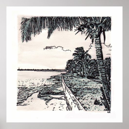 Poster Plage de Lochabar, Long Island, Bahamas (Devant)