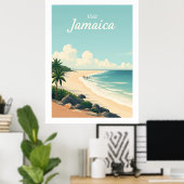 Poster Plage de Long Bay, Jamaïque – Illustration Vintage (Bureau à domicile)