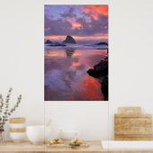 Poster Plage de l'Oregon et piles de mer, coucher du sole (Cuisine)