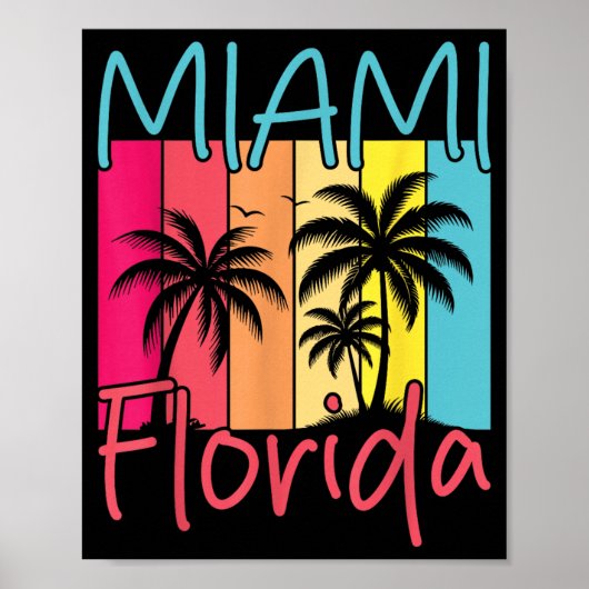 Poster Plage de Miami Floride Coucher de soleil tropical (Devant)