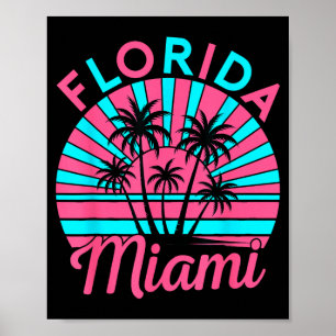 Poster Plage de Miami Floride Tropical Vintage Coucher de