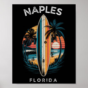 Poster Plage de Naples Floride Hommes Femmes Surf