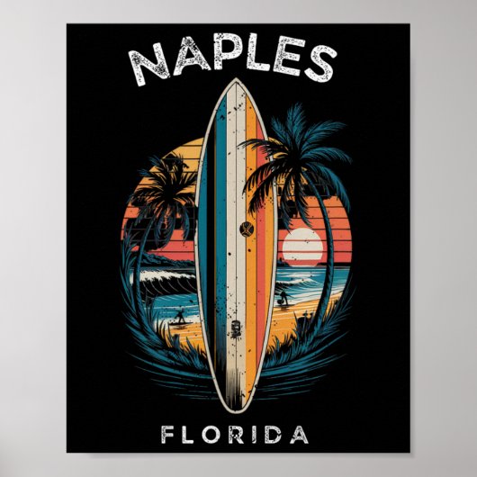 Poster Plage de Naples Floride Hommes Femmes Surf (Devant)
