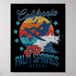 Poster Plage de Palm Springs Californie Surf Vintage Vaca