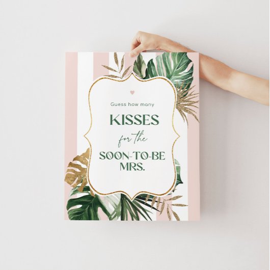 Poster Plage de palmier rose combien de baisers jeu de do