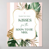 Poster Plage de palmier rose combien de baisers jeu de do (Devant)