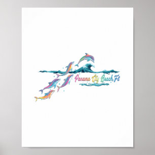 Poster Plage de Panama City Floride Dauphin Coloré Amoure
