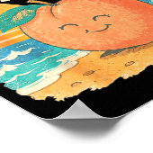 Poster Plage de pêche été rétro mignon fruit conception d (Coin)