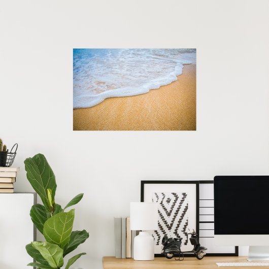 Poster Plage de sable avec Surf en mousse (Bureau à domicile)