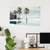 Poster Plage de sable blanc avec palmiers Ai Art (Bureau à domicile)