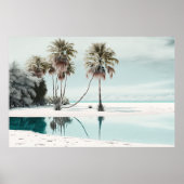 Poster Plage de sable blanc avec palmiers Ai Art (Devant)