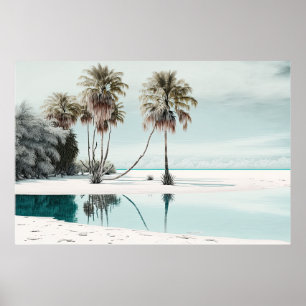 Poster Plage de sable blanc avec palmiers Ai Art