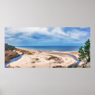 Poster Plage de sable blanc près de la mer Baltique en Le