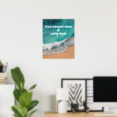 Poster Plage de sable de mer bleu soleil blanc (Bureau à domicile)
