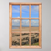 Poster Plage de sable et vue sur l'océan depuis une fenêt (Devant)
