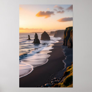 Poster Plage de sable noir