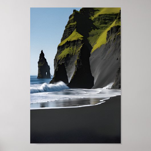 Poster Plage de sable noir Reynisfjara (Devant)