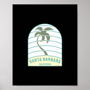 Poster Plage de Santa Barbara Californie Palmier Ca Vacan