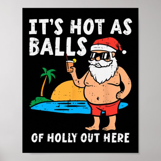 Poster Plage de Santa Chaud comme de Holly Funny Noël en (Devant)