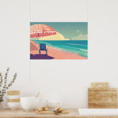 Poster Plage de sarcelle et de pêche, eau bleueChaise et (Cuisine)