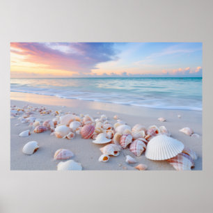 Poster Plage de Seashell Nature paisible