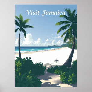 Poster Plage de Seven Mile, Negril, Jamaïque Vintage