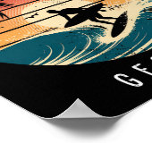 Poster Plage de St Simons Géorgie Planche de surf Vagues (Coin)