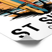 Poster Plage de St Simons Géorgie Surfant Surfeur _1 (Coin)