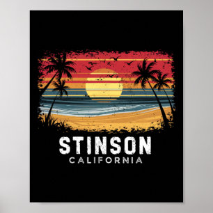 Poster Plage de Stinson Beach Californie Planche de surf
