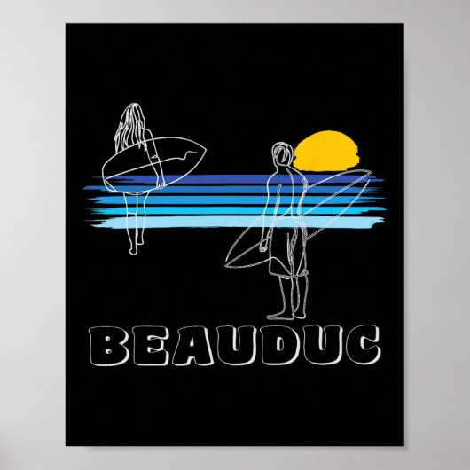 Poster Plage de surf de Beauduc surfeur fille (Devant)
