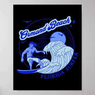 Poster Plage de surf Ormond Beach Floride Surfing Beaches