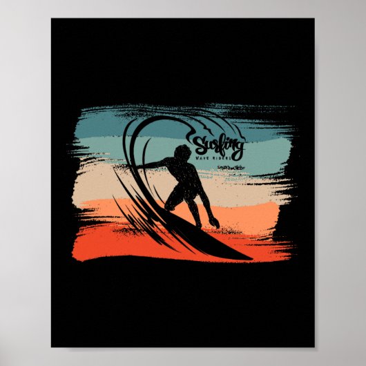 Poster Plage de surf surfeur planche de surf (Devant)