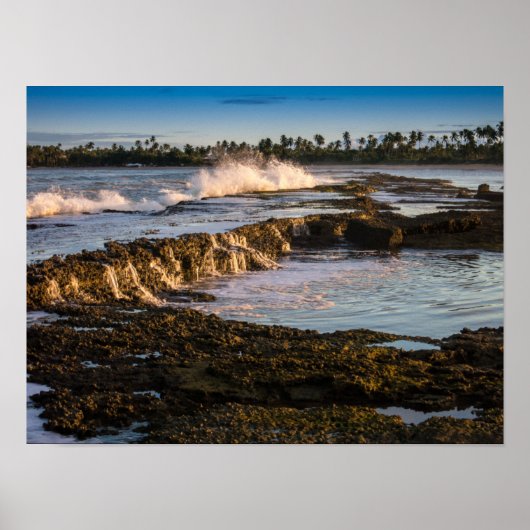 Poster Plage De Tabuba : Briser Des Vagues Sur Les Récifs (Devant)