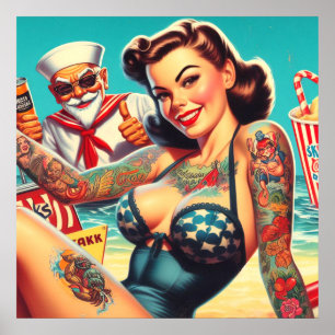 Poster Plage de tatouage