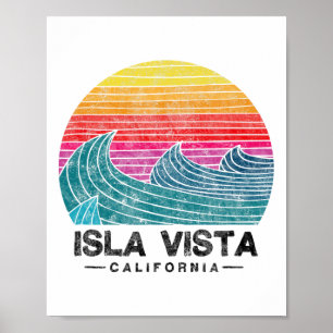 Poster Plage de vagues de surf d'Isla Vista Rétro Califor