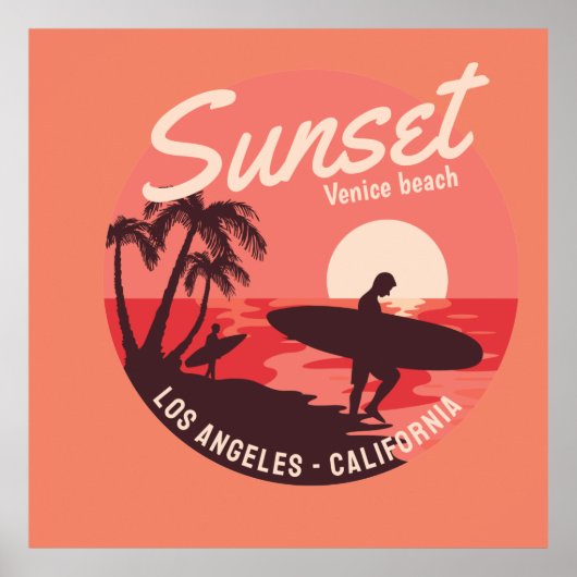 Poster plage de venice au coucher du soleil (Devant)