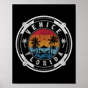 Poster Plage de Venise Floride Vacances d'été Vintage Cré