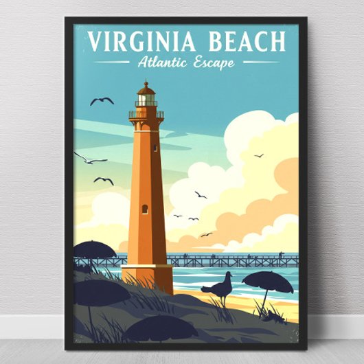 Poster Plage de Virginie vintage