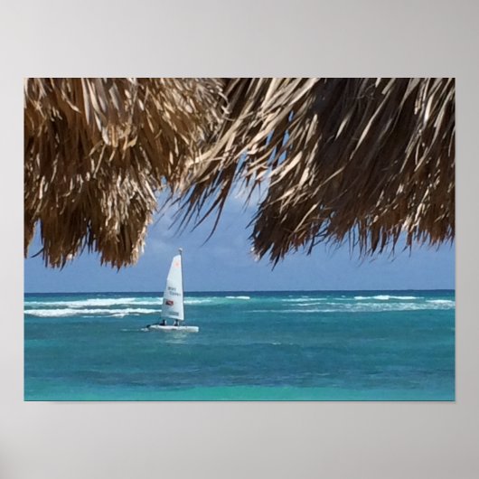 Poster Plage de voilier Hawaii (Devant)
