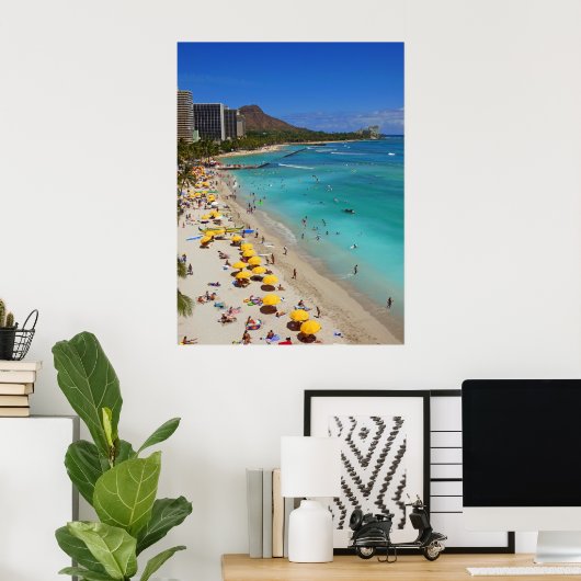 Poster Plage de Waikiki (Bureau à domicile)